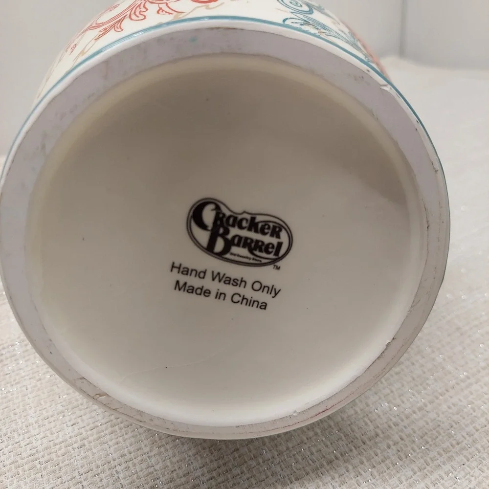 Cracker Barrel Butterfly Ceramic Pitcher French Country Script Decor 10